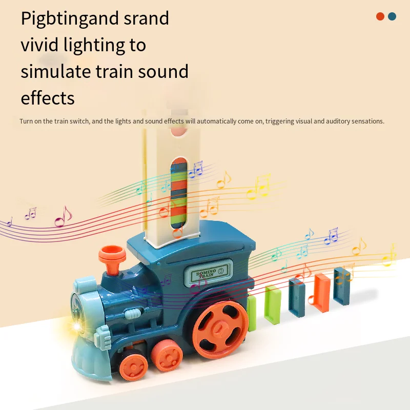 Treno de dominó para crianças, carro elétrico automático, conjunto de dominó colorido, brinquedos educativos, blocos, presente para meninos e meninas