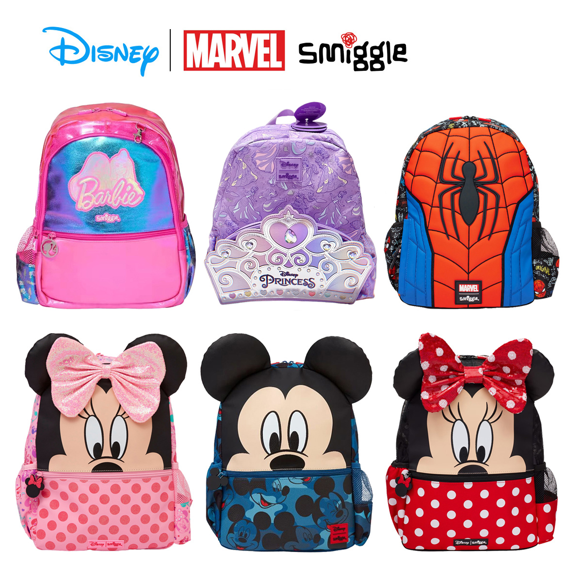 Smiggle Barbie Hoodie Rucksack Kinder Rucksack Disney Mickey Mouse Schultasche Federmäppchen 3-6 Jahre alt Heißverkaufte Lunchtasche
