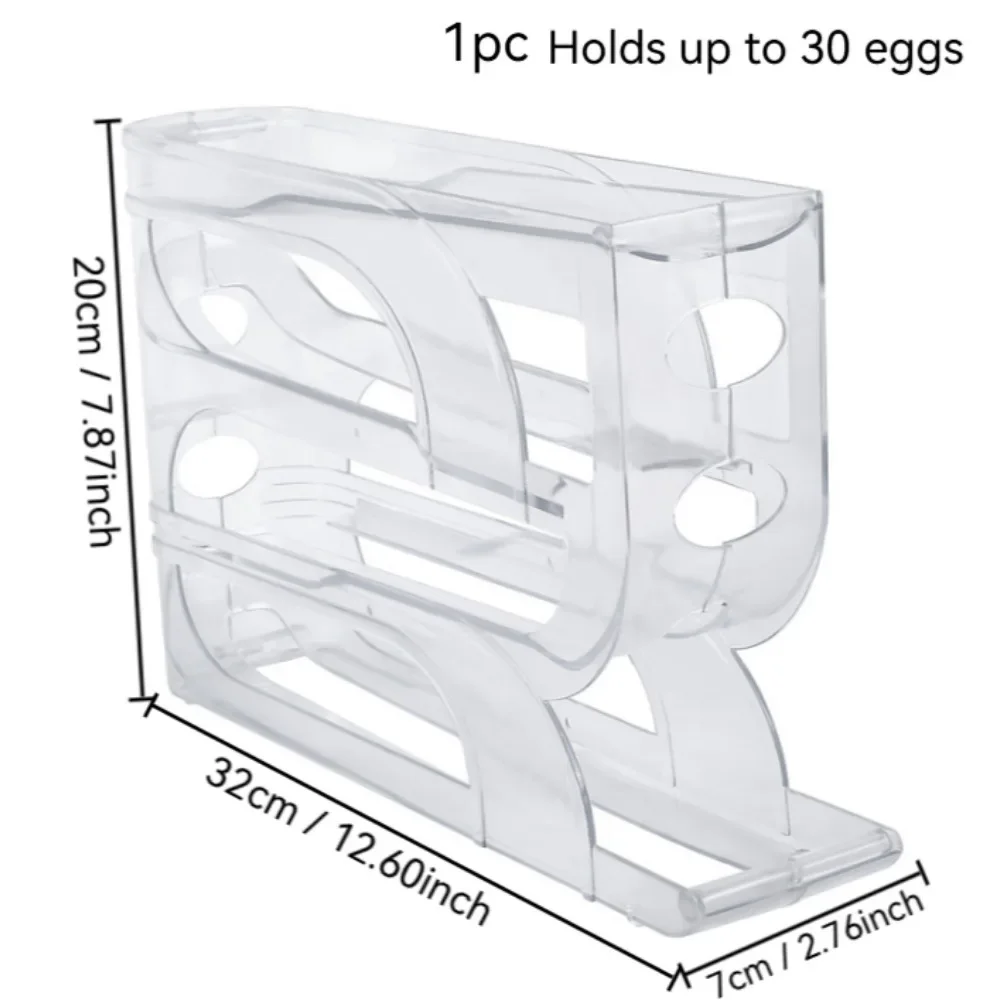 Egg Dispenser Automatic Rolling Egg Tray Organizer, Space Saving Refrigerator Egg Roller,Holds 20/30 Eggs Simultaneously