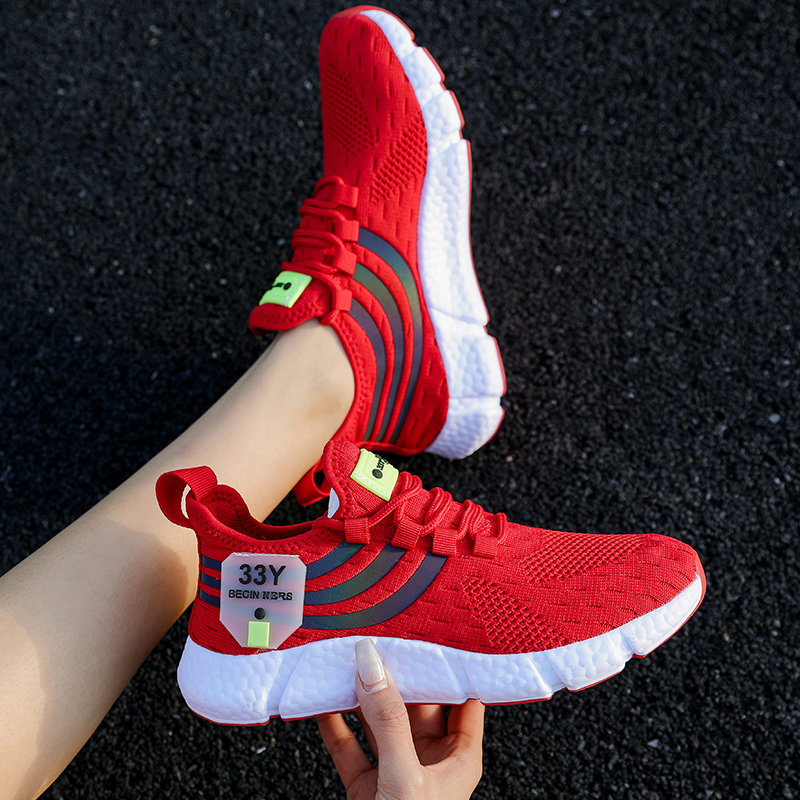 Zapatos deportivos informales para mujer, zapatillas ligeras transpirables, zapatos planos antideslizantes para correr al aire libre, zapatos vulcanizados para mujer