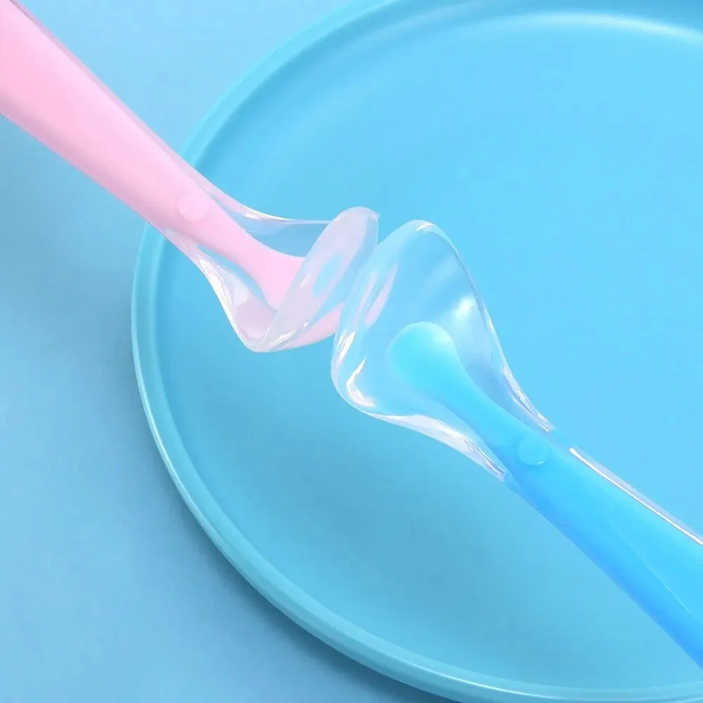 Colher complementar de silicone com cabeça macia para bebê, 2 unidades, produto comestível, pasta de arroz, colher de purê, utensílios de mesa para alimentação de crianças