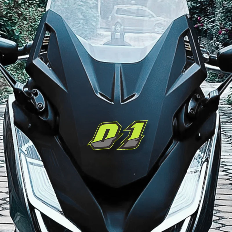 0123456789   Pegatinas de número verde para motocicleta, carenado de tanque de combustible, impermeables, DIY, casco de motocicleta, protector solar, calcomanías de vinilo de 0 a 9