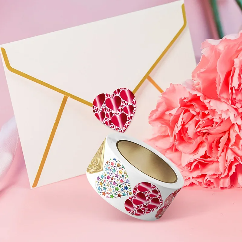 50-500 個 1 インチ赤いハートステッカーバレンタインデーのベーキング包装ステッカー封筒シール愛装飾ステッカー