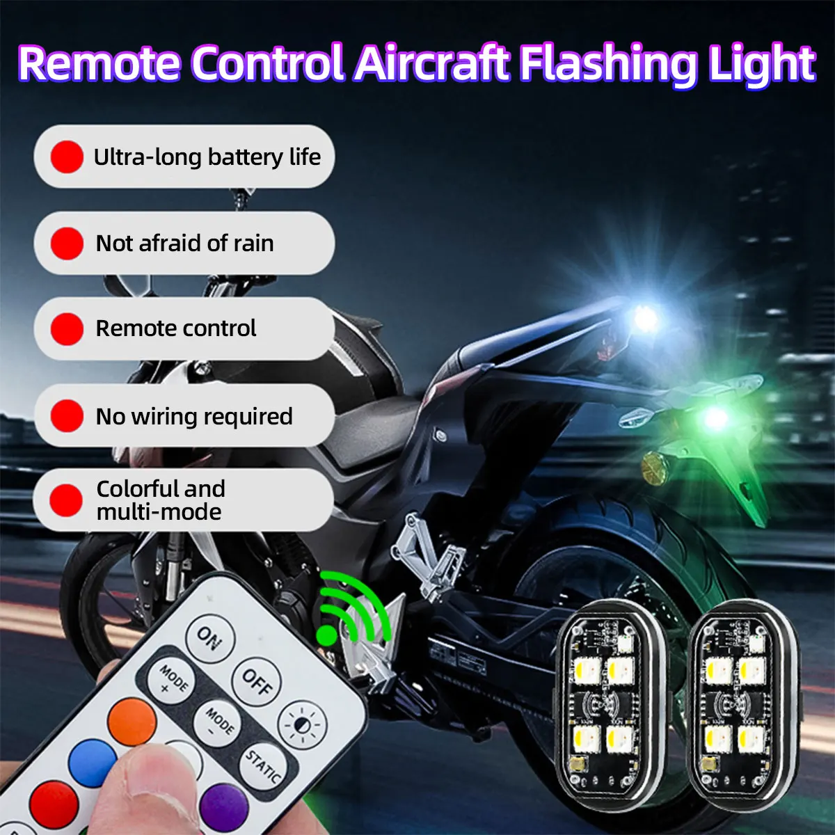 2/4 pces sem fio led luzes estroboscópicas decoração do carro atmosfera luz, 8 cores recarregável luzes led anti-colisão luz de advertência led