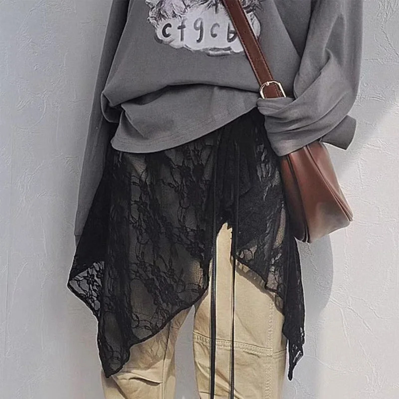 Falda corta de cortina de pedos con cordones franceses, falda en capas de primavera, falda envolvente para mujer, vestido vendaje, delantal, falda de expansión de cortina