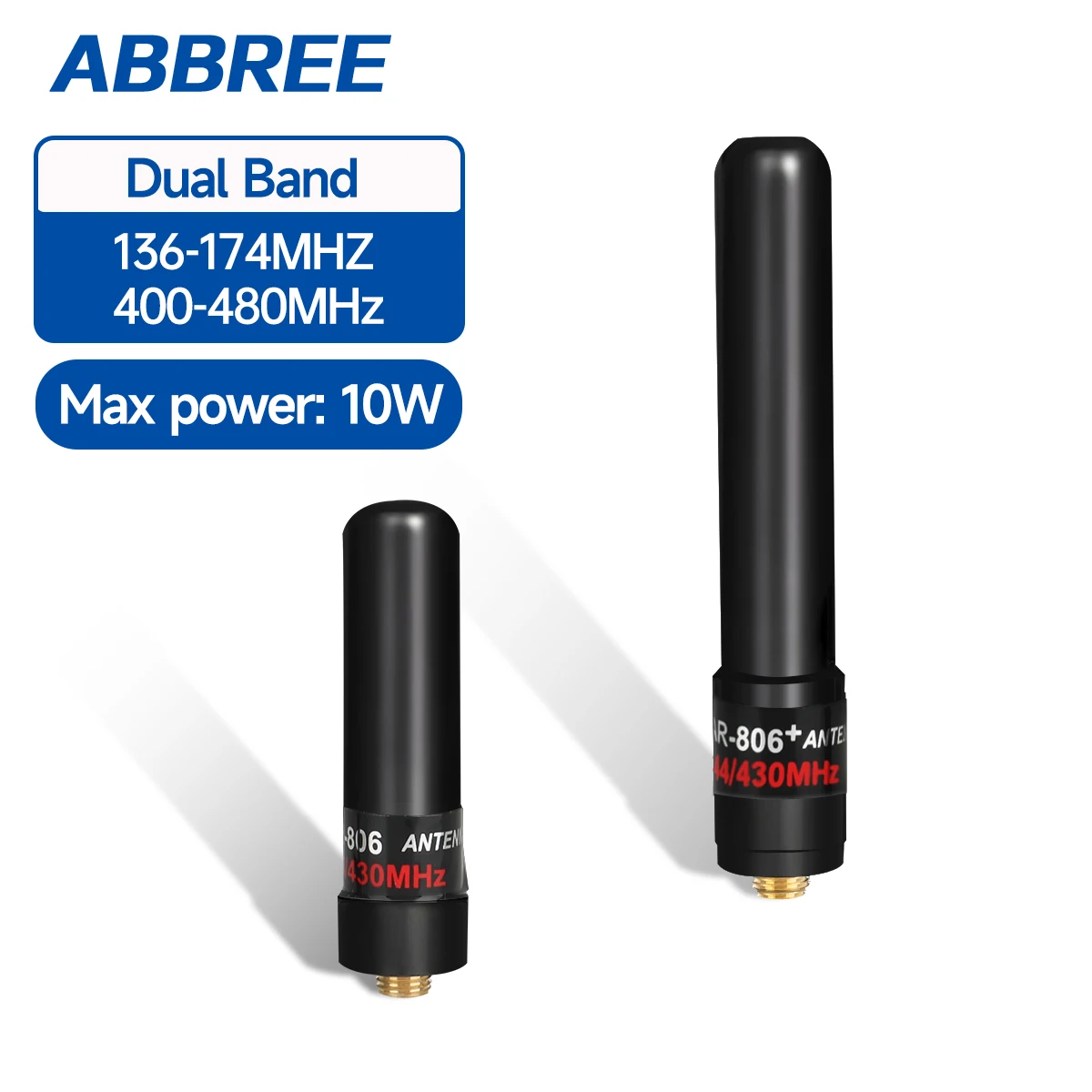 ABBREE AR-806+ Dwuzakresowa mini antena SMA-żeńska VHF UHF 10W o wysokim wzmocnieniu do radiotelefonów Baofeng UV-5R BF-888S UV-21 PRO UV-32