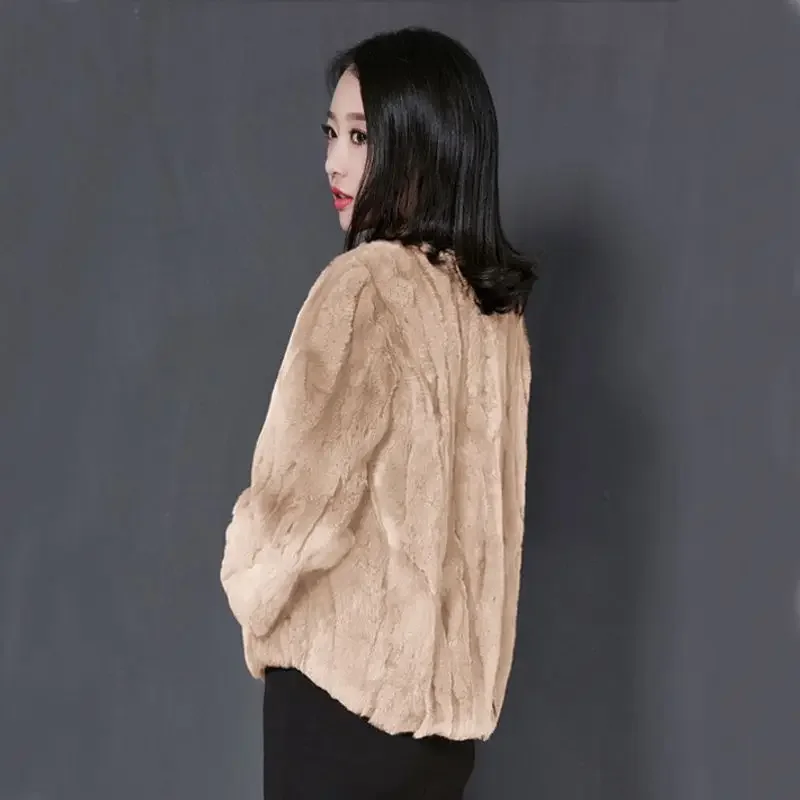 女性のための本物の再形成されたウサギの毛皮のコート,女性のための暖かい自然なジャケット,ファッショナブルな服,本革のアウターウェア,g773,冬