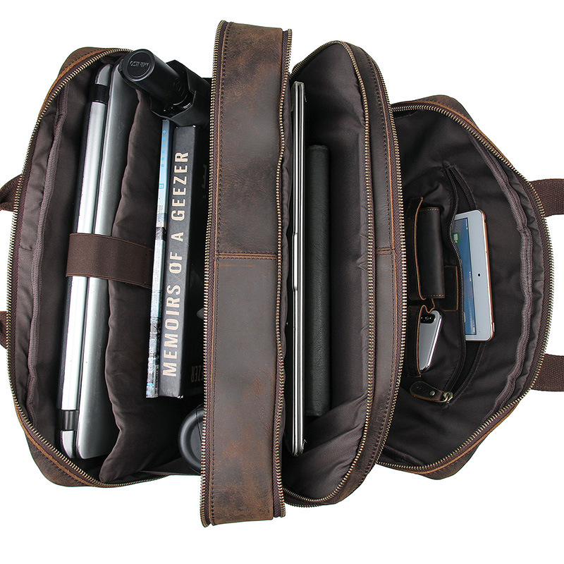 17.3 Polegada maleta para portátil de couro genuíno bolsa para portátil viagem de negócios sacolas bolsas para homens masculino grande breve caso saco retro