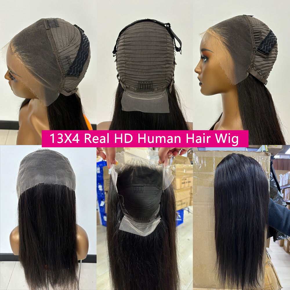 Pelucas de cabello humano Queenlike Real Hd con encaje Frontal para mujeres prearrancadas 13x4 cuero cabelludo recto correa Invisible peluca de cabello humano con encaje Hd