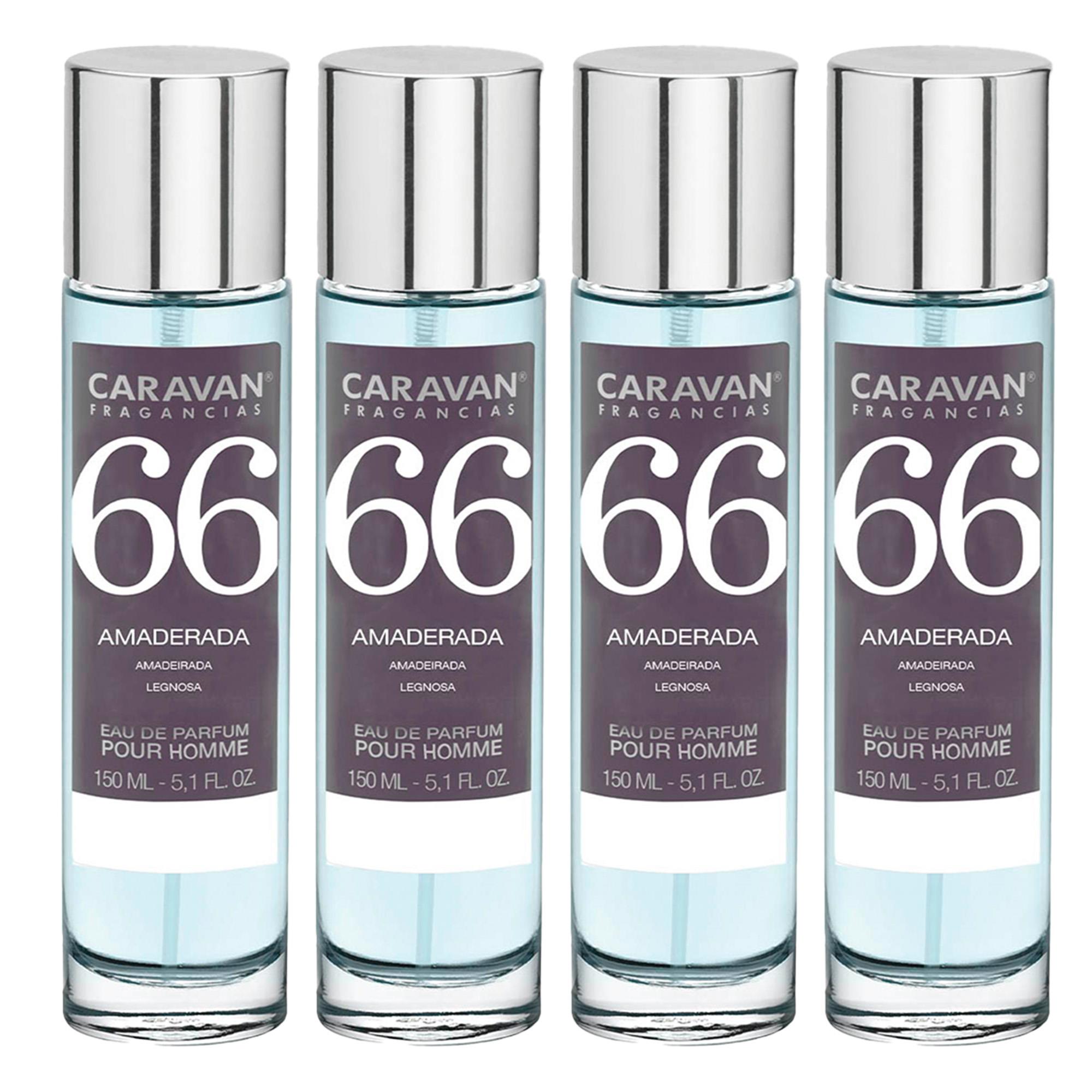 4x Caravan Perfume de Hombre Nº66 - 150ml, Fragancia Acuosa de Pomelo, Notas Marinas y Ámbar Gris