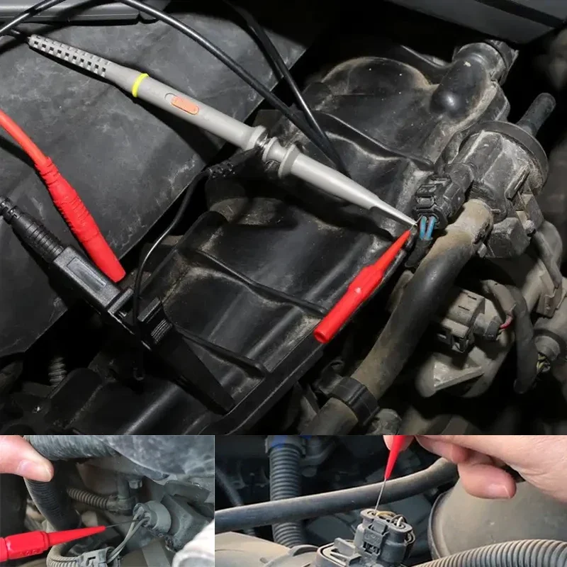 バナナプラグ用の非破壊マルチメータテストプローブ,断熱ピアス針,赤と黒,30v-60v,1個,2個