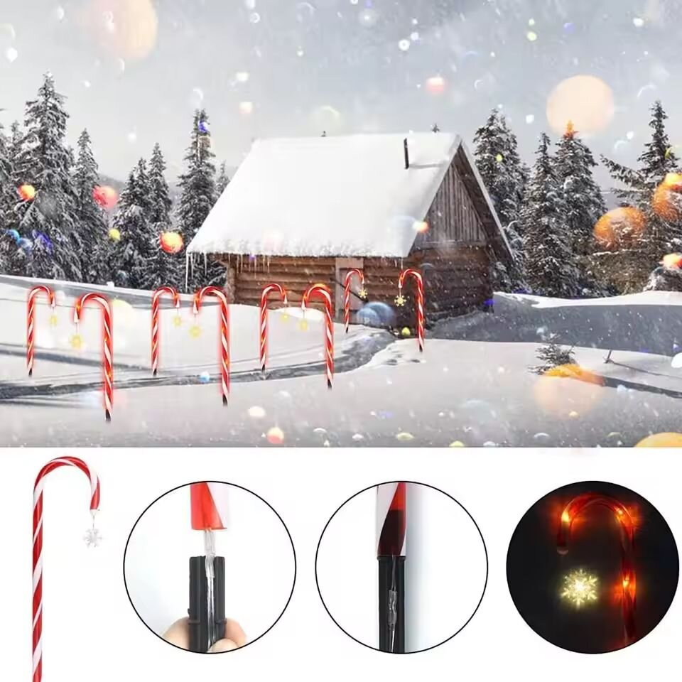 5/8 unids/set luces de jardín de caña con energía Solar impermeables al aire libre 8 modos luces de decoración lámpara de césped de caramelo de Navidad