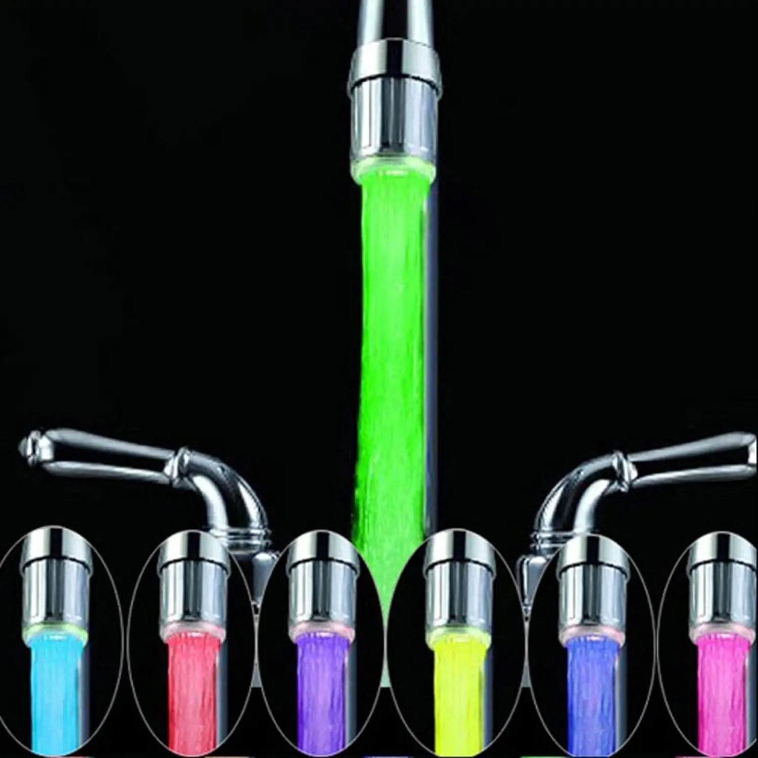 1-4PCS LED Veranderen Automatisch 7-Kleur Kraan Hoofd Glow Waterbesparende Streamen Licht Kraan Beluchter kraan Nozzle voor Keuken Bad