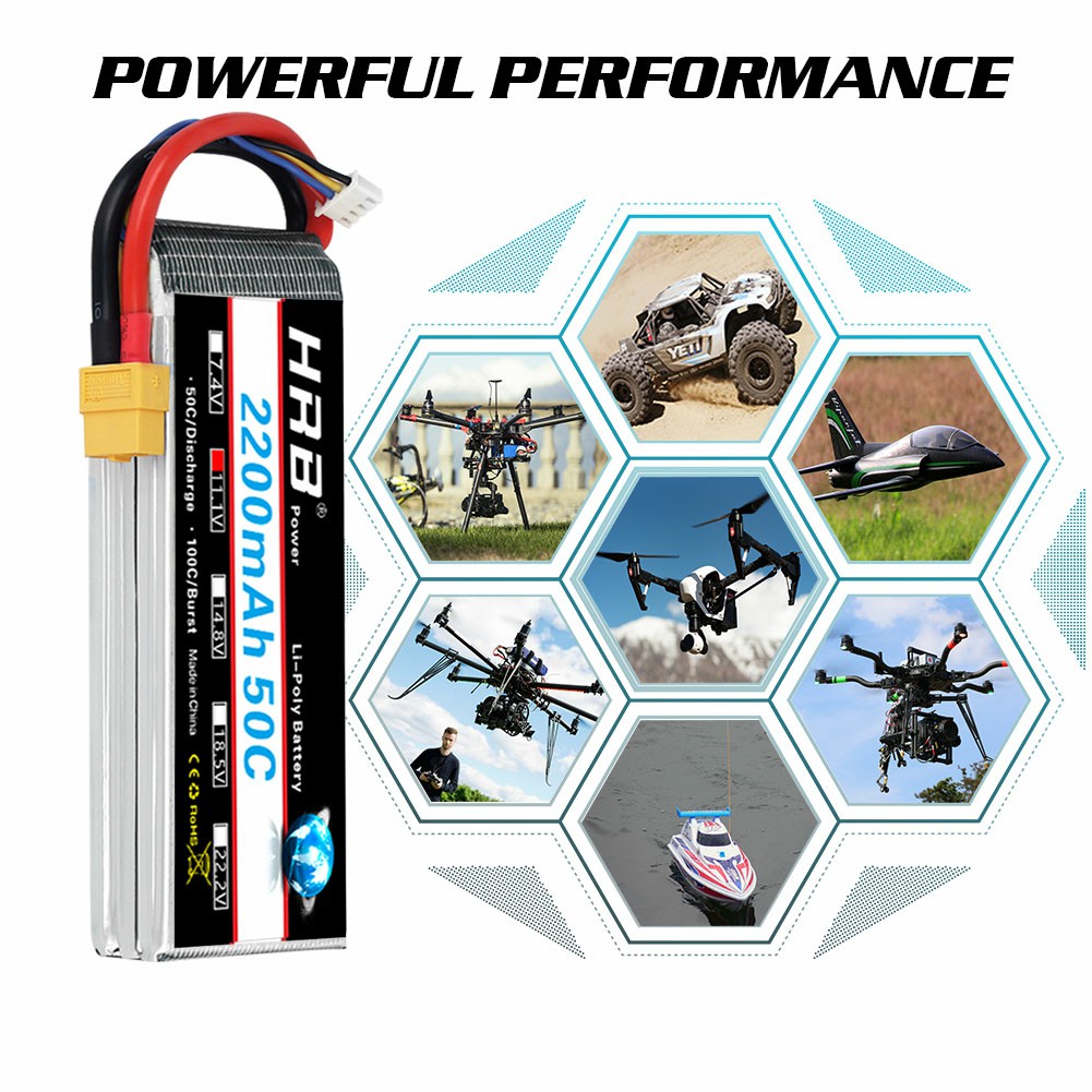 1/2 stücke hrb 3s 2200mah lipo batterie 11,1 v rc batterie 50c mit xt60 stecker für fpv uau drohnen flugzeug rc auto lkw boot rennen diy