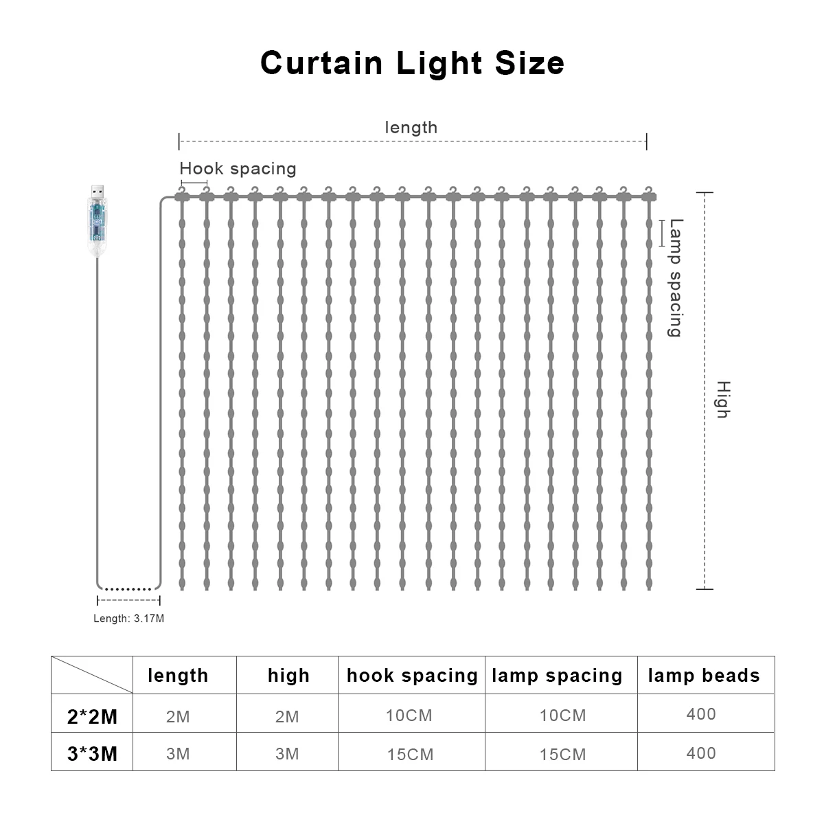 400 LED RGB Curtain Lights BT APP Smart Programmable USB 5V Fairy LED String For Window Bedroom Party Valentine's Day Birthday
