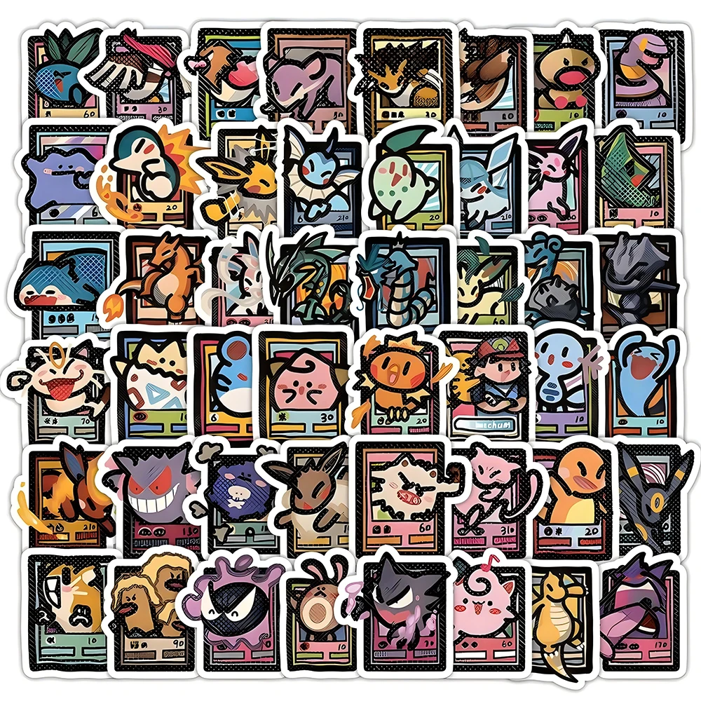 50/103 Uds. Pegatinas de Pokémon de estilo Pixel, calcomanías de dibujos animados de Pikachu, papelería para maleta DIY, pegatina impermeable para niños
