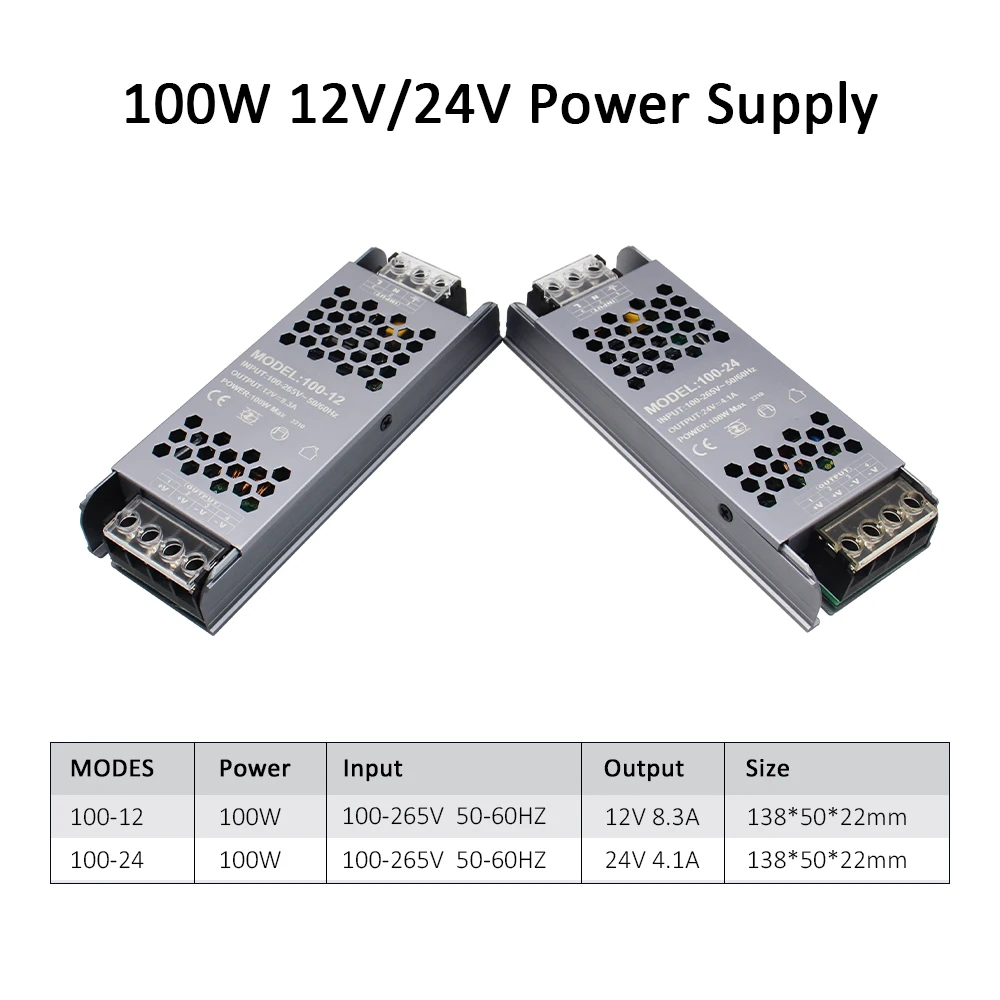 MJJC Netzteil 12V 24V 60W 100W 200W 300W 400W 110V 220V 230V AC auf 12 24 Volt DC LED Streifen Treiber Beleuchtung Transformator