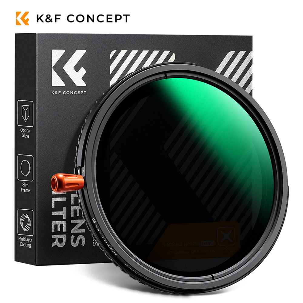 K&F Concept 3in1 ND2-32+CPL+черная диффузия 1/4 Многофункциональный поляризованный переменный черный туманный фильтр ND 37/49/52/58/67/72/77/82 мм