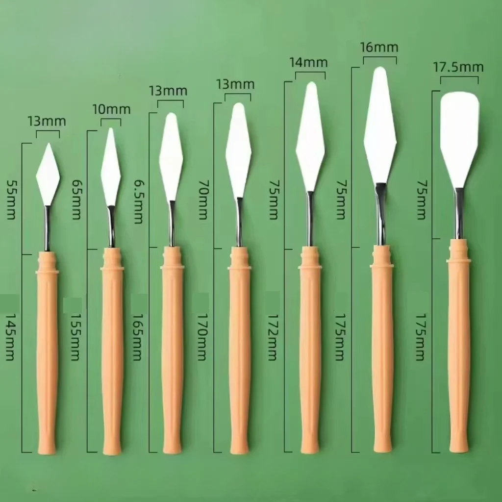 7 ชิ้นสแตนเลสภาพวาดสีน้ํามันมีดศิลปินหัตถกรรม Spatula มีด Palette ผสมมีด Scraper เครื่องมือศิลปะ