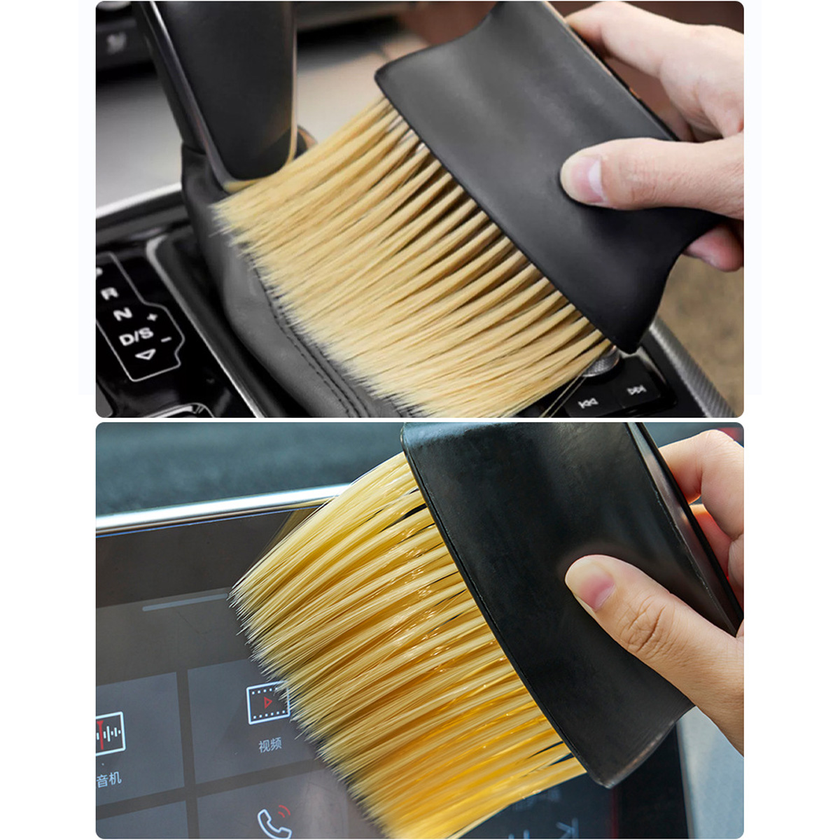 Spazzola per la pulizia dello sfiato del condizionatore d'aria a doppio scopo per la casa dell'auto con strumento per la rimozione della polvere dei peli morbidi Strumento per la pulizia della polvere della tastiera dell'auto