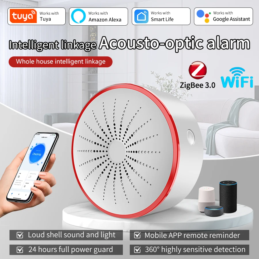 Tuya WiFi ZigBee Home Security System Smart Alarm Sound und Licht Sirene Sensor Detektor Smart Leben APP Unterstützung Alexa Google Hause