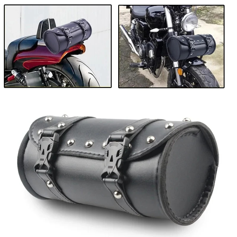 Borsa forcella per moto Borse laterali in pelle Borsa per attrezzi Custodia impermeabile per Harley Sportster XL Touring Softail Dyna Road King