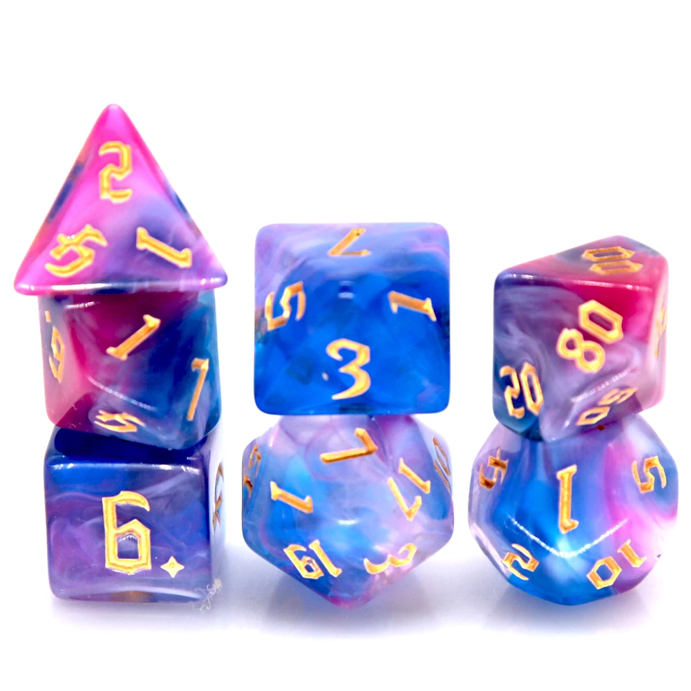 7 stks/set Acryl Polyhedrale Blend Kleur DND Spel Dobbelstenen Nummer Decoraties TRPG Games Bordspellen Entertainment Speelgoed