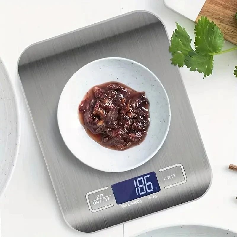 Báscula Digital electrónica de cocina con pantalla LED, báscula de Panel de acero inoxidable de 10kg, 5kg/1g, joyería para el hogar, herramientas de pesaje para aperitivos y alimentos