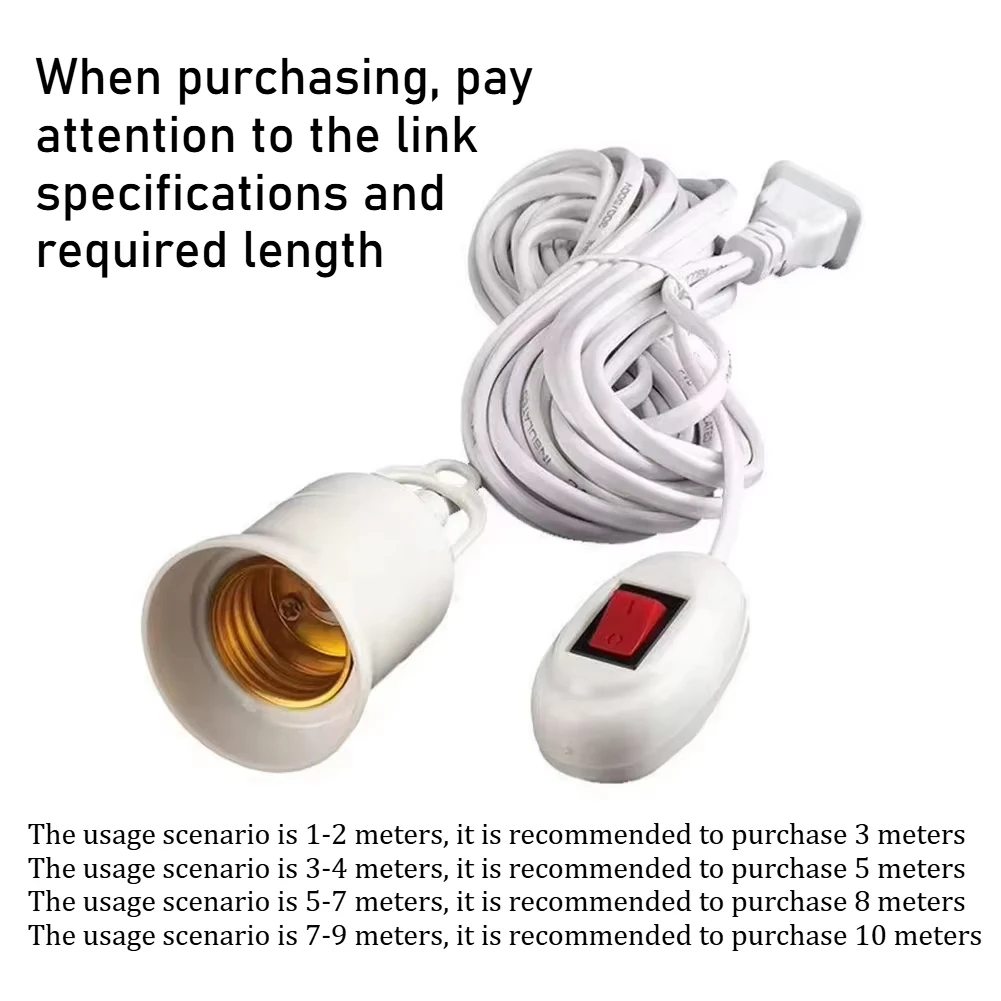 Bases de lámpara universales con interruptor, adaptador de enchufe de bombilla Led E27, soporte de lámpara de tornillo, accesorios, herramientas, suspensión de dos enchufes, 3/5/8/10m