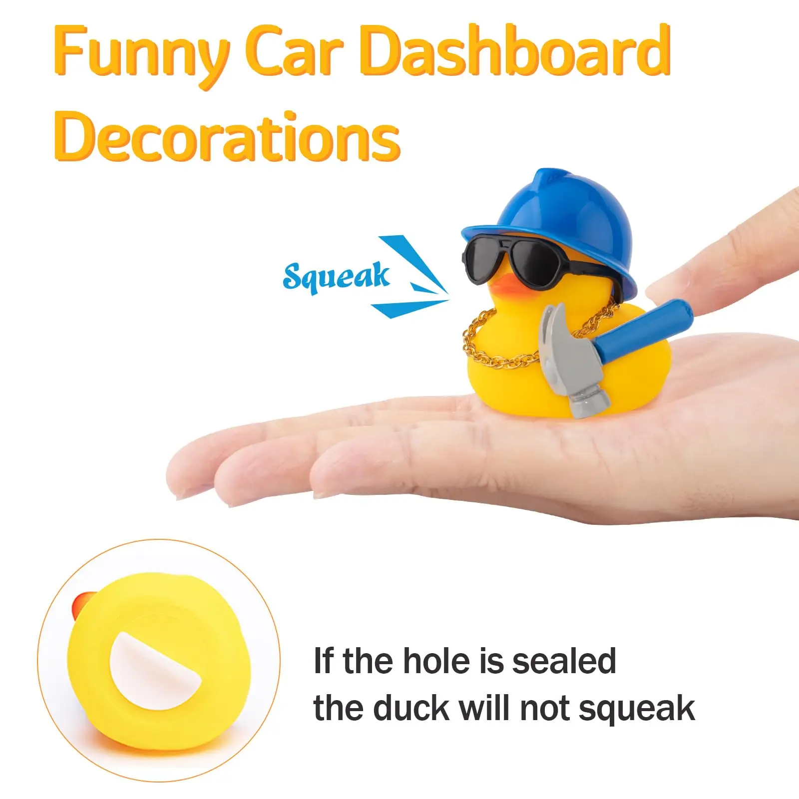 Car Dashboard Decorations Rubber Ducks, Construction Builder Rubber Ducky for Car Ornament Cute Duck with Tool, Hard Hat, Glasse