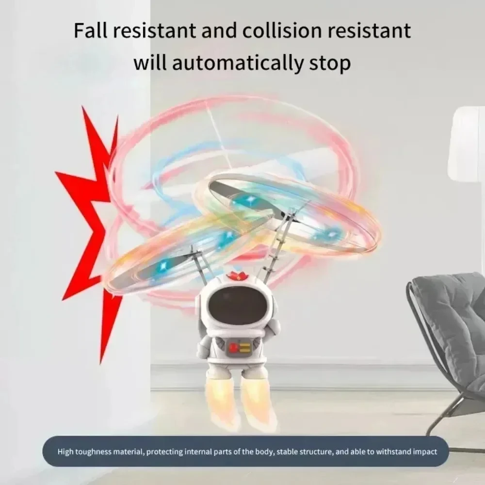 Kreatywny Mini Astronauta Dron Kreskówkowy Kosmonauta Latający Robot Zabawki z Ładowaniem USB Sterowany Ręcznie Helikopter Prezent dla Dzieci
