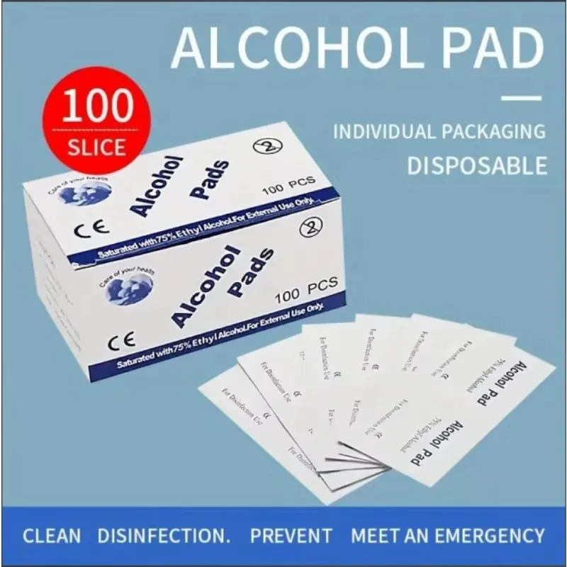 100 Uds. Almohadillas desechables de limpieza húmeda con 75% de Alcohol para joyería de piel limpia antiséptica teléfono móvil para uso de desinfección herramientas de limpieza de tatuajes