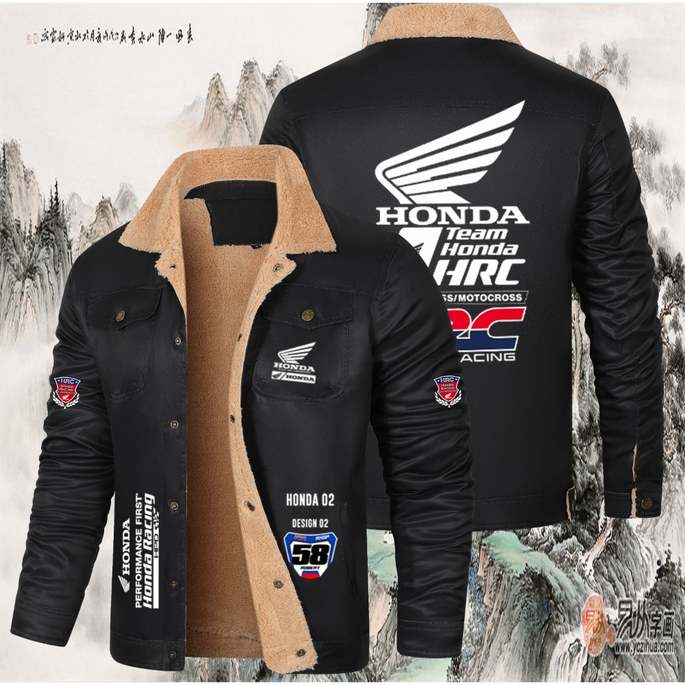 Honda Motorcycle Logo dikke katoenen warming-up jas voor heren - een ademend en zonwerend herenjack, geschikt om Whil te dragen