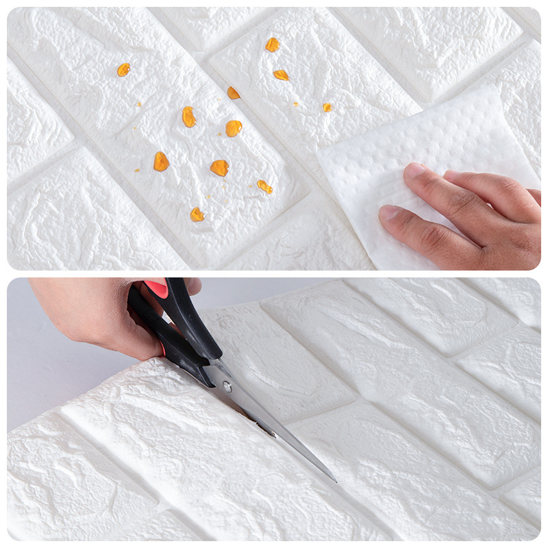 70cm*100cm Self-adhesive Wallpaper Background Modern Home Decoration PVC Waterproof Wall Stickers Foam 3D DIY Brick Pattern Room