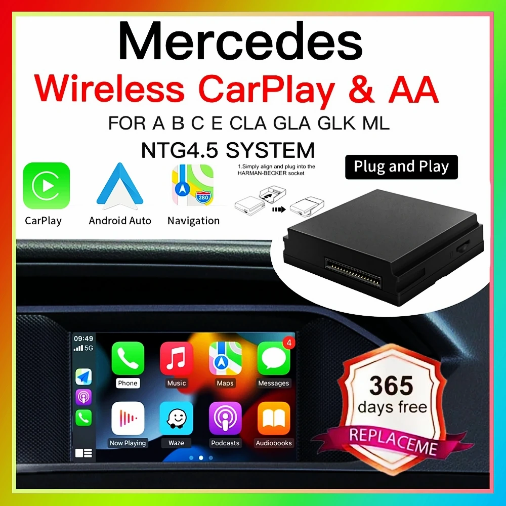 Draadloze Carplay Geschikt Voor Mercedes Benz A B C E CLA GLA GLK ML Sprinter NTG4.5 Becker Module Android Auto Navigatie