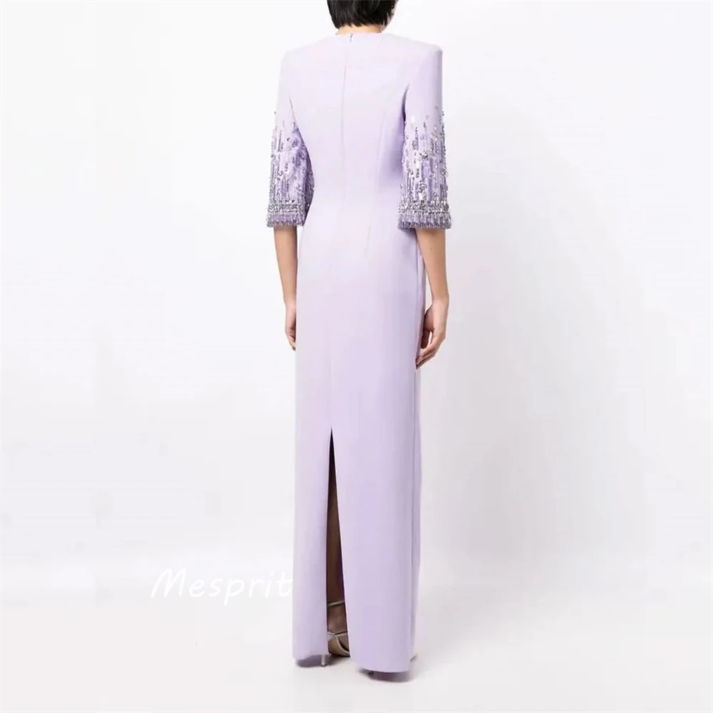 ที่กําหนดเอง Ball Mesprit ประณีตชุดราตรี O-Neck A-Line ประดับด้วยลูกปัด Sequined S Bespoke โอกาสพรหมซาอุดีอาระเบีย