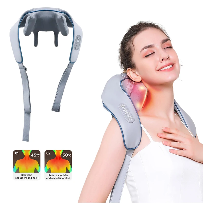 Multi-funcional pescoço e ombro massageador em forma de u tecido profundo shiatsu compressa de ar elétrica amassar massageador traseiro