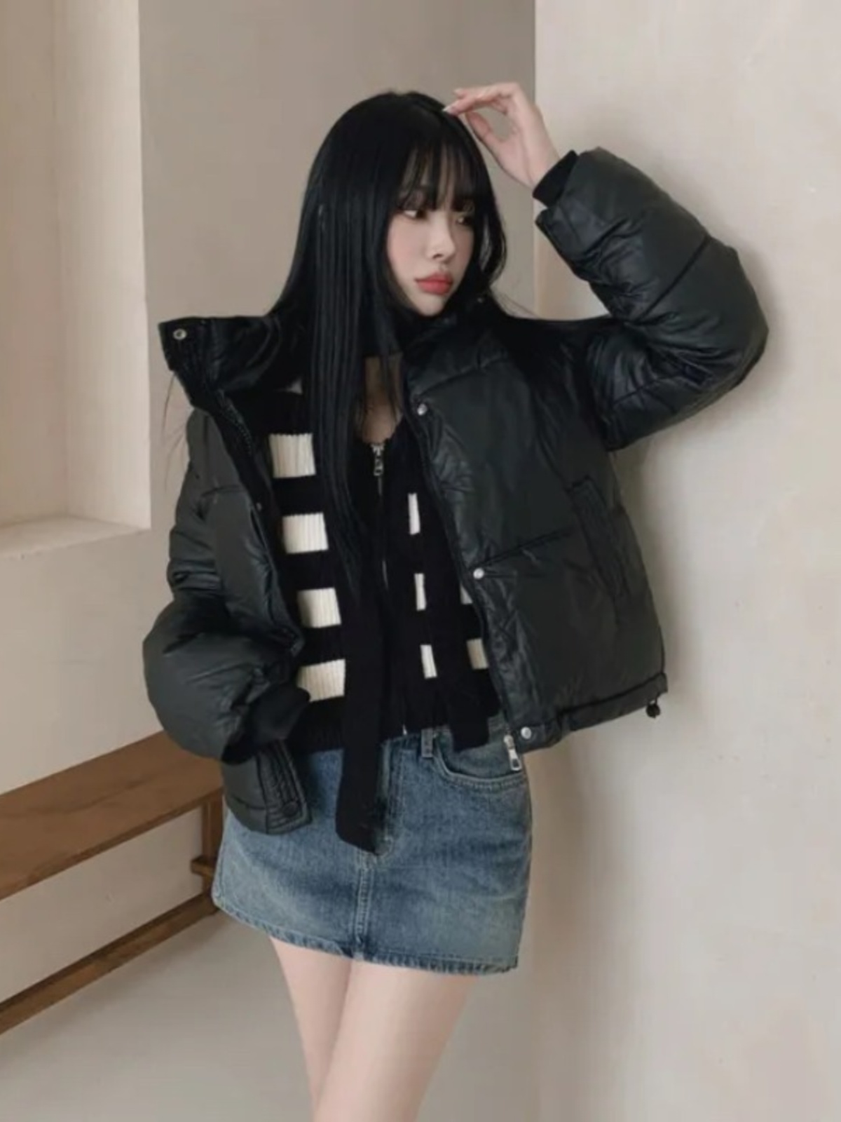 韓国スタイルショート Pu レザージャケット女性の冬スタンドカラーパンヴィンテージ小型暖かい長袖コットントップ