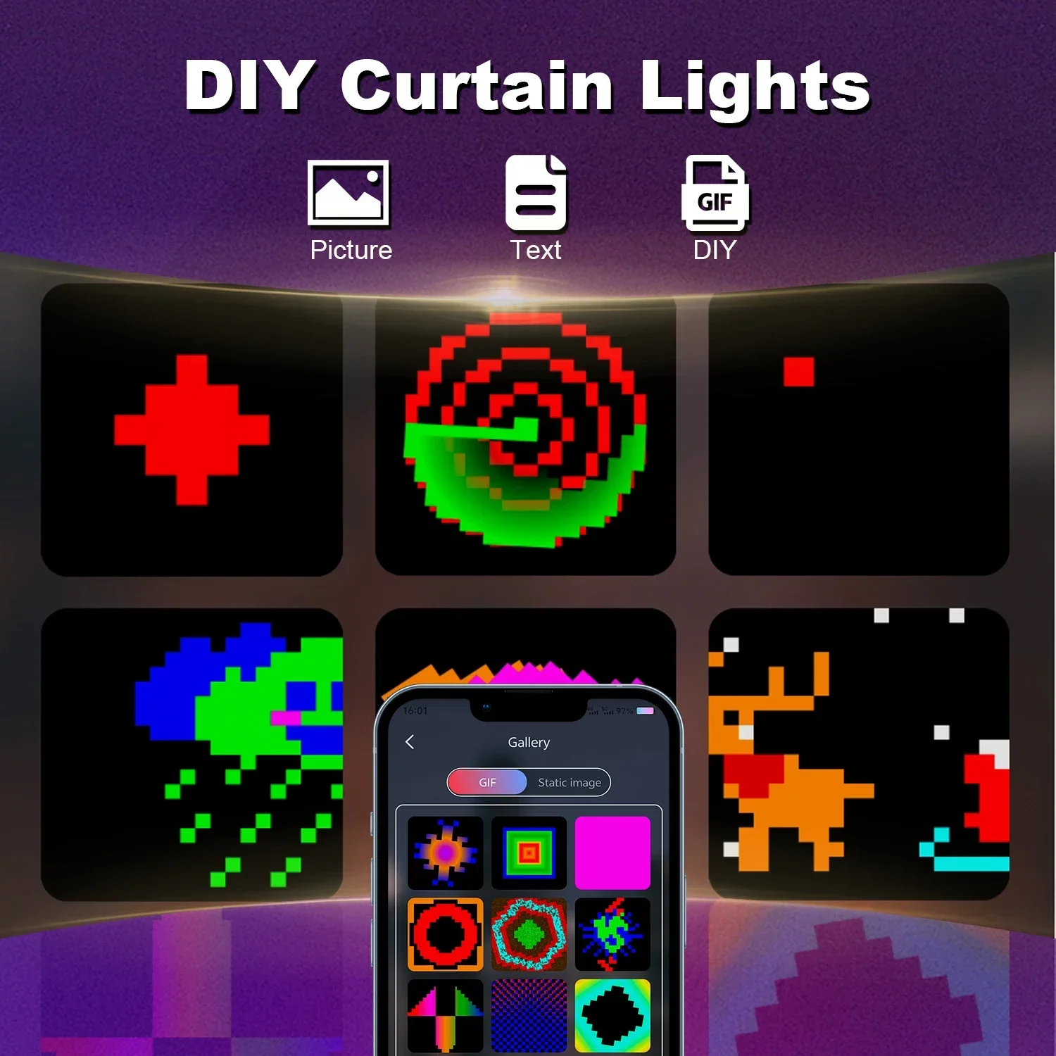 400LED 스마트 커튼 조명 블루투스 App LED 문자열 RGB 요정 조명 DIY 음악 변경 디스플레이 창 침실 장식