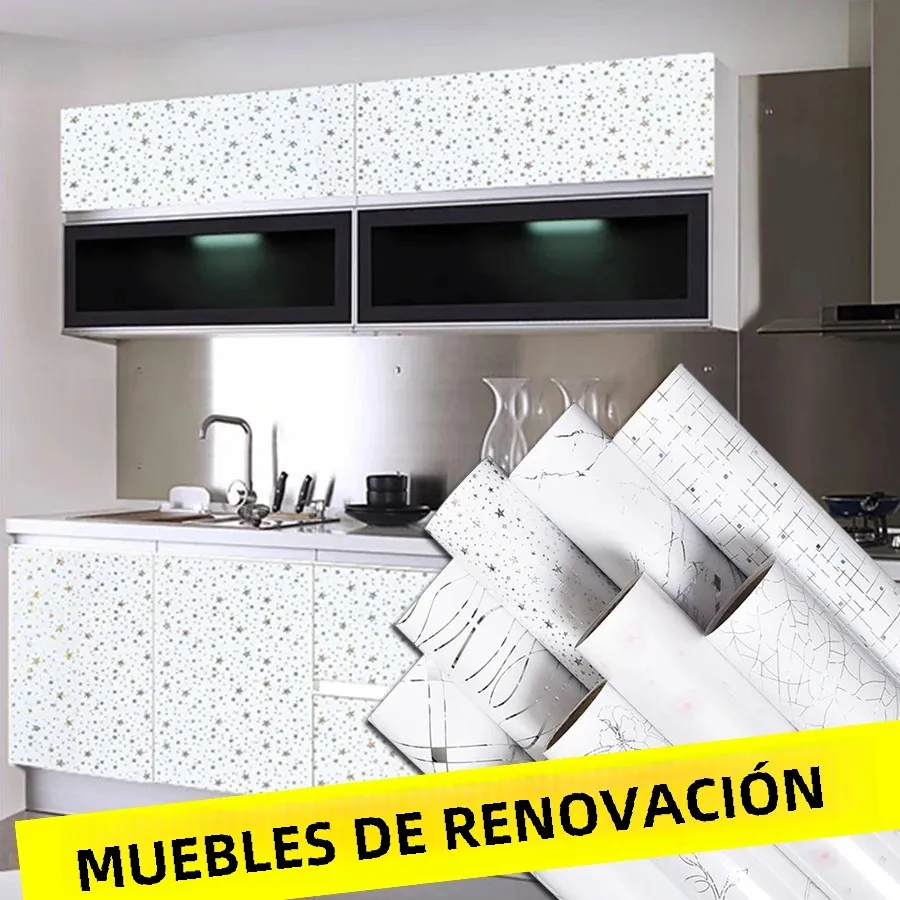 Papel para pared autoadhesivo de PVC, con película decorativa en color blanco perla, papel tapiz impermeable para armarios de cocina y renovación de muebles