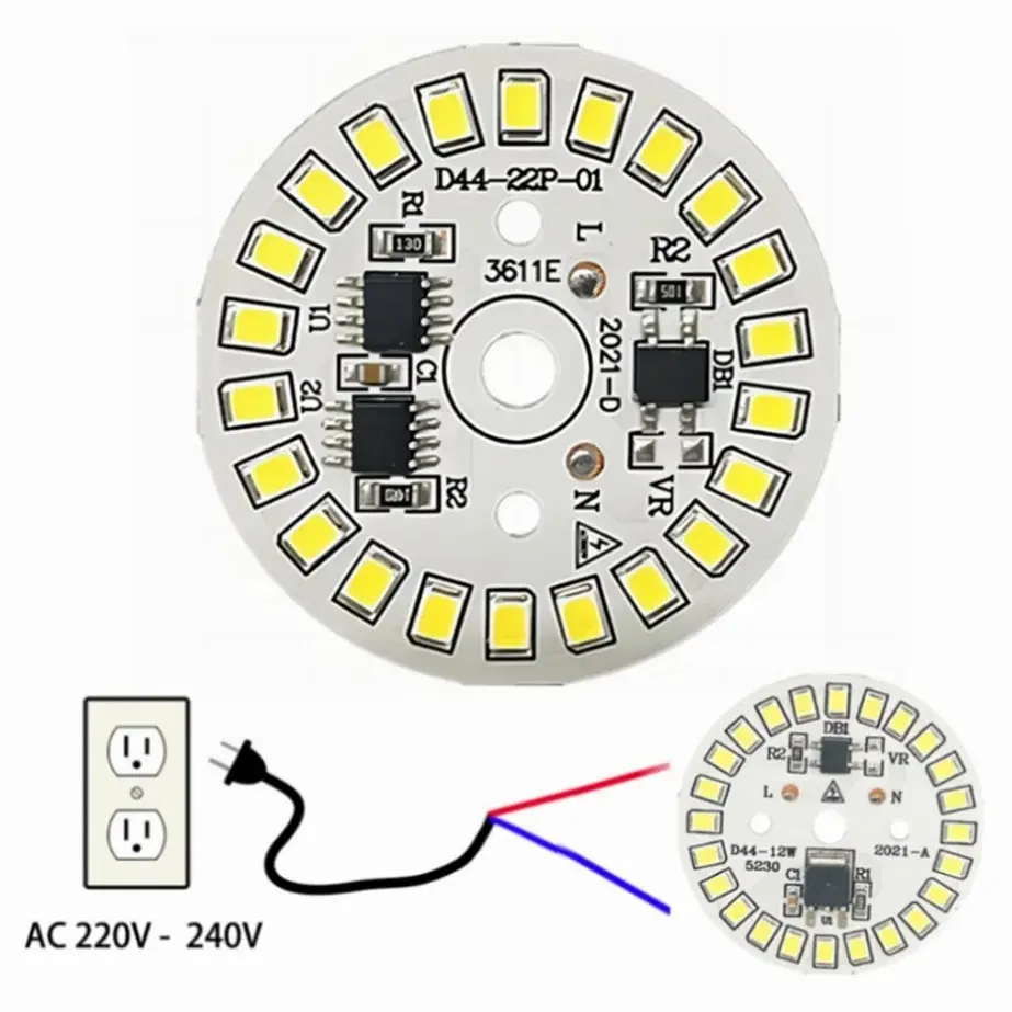 Chip LED para bombilla de lámpara 3W 5W 7W 9W 12W 15W SMD 2835 Chips de bombilla redonda Led cuentas de luz AC 220V-240V Chip de bombilla de foco de iluminación