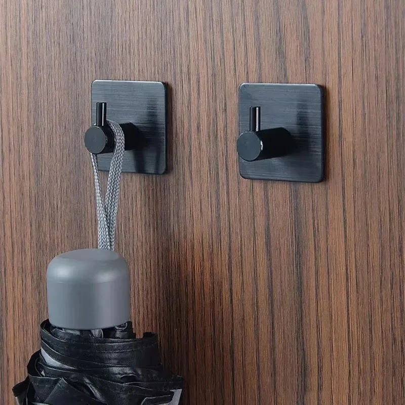 4/1pcs สีดํา Self-Adhesive Wall Hooks สําหรับแขวนแขวนเสื้อผ้าประตูห้องน้ํา Robe Hook Coat Rack ผ้าเช็ดตัวผู้ถืออุปกรณ์เสริม