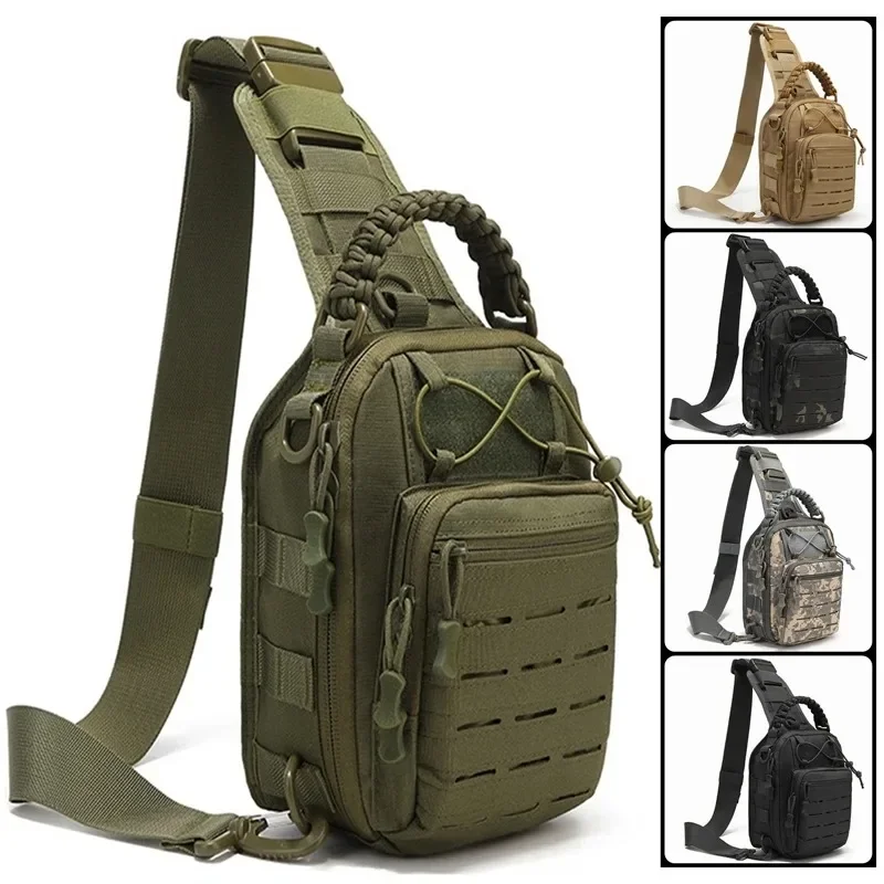 Bolsa de peito ao ar livre masculina camo bolsa de ombro estilingue mochila 900d oxford montanha acampamento pesca trekking molle mi