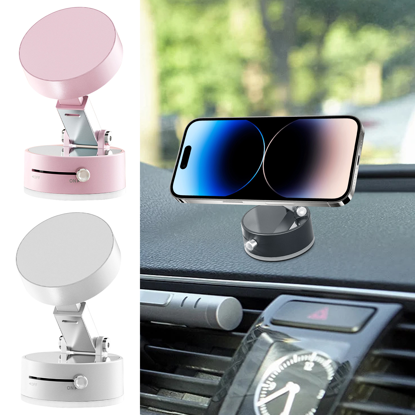 Vacuümzuignap Magnetische autotelefoonhouder Dubbelzijdig opvouwbare magnetische autotelefoonbeugel voor auto-interieuraccessoires