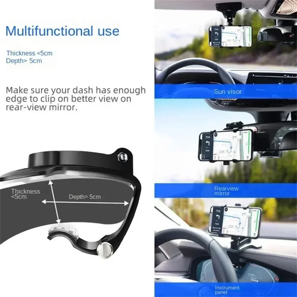 Universal Car Phone Holder Dashboard Cell Phone Holder Rear View Mirror Sun Visor Baffle Mobile Phone Mount Clip For All Phones