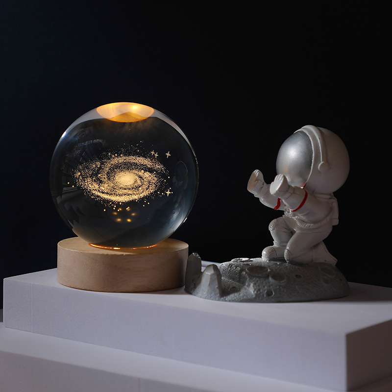 3D水晶玉装飾,天文学,太陽系,惑星,月,宇宙飛行士,LEDボール,家,雪のガラス,地球装飾,6 cm, 8cm, 2024
