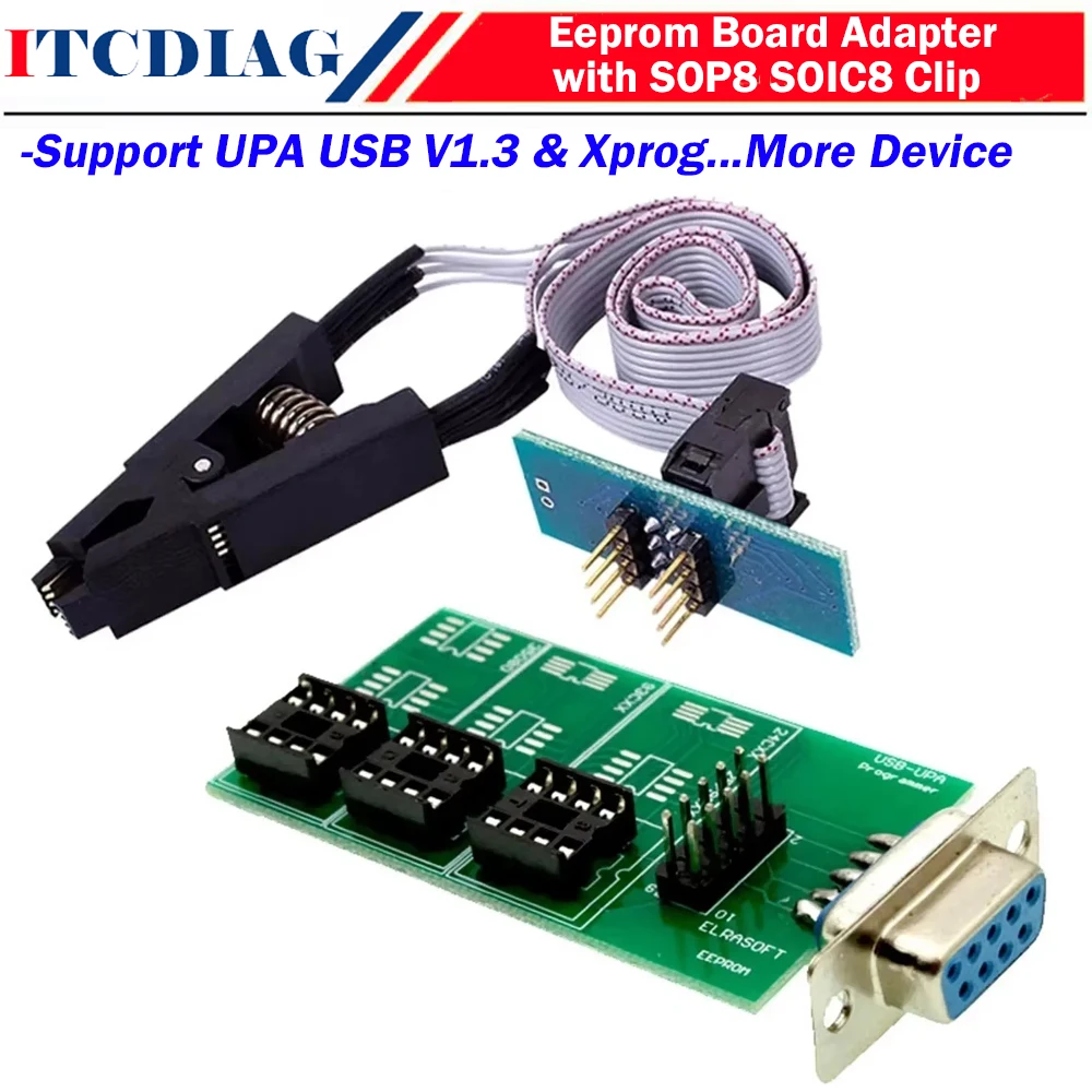 UPA USB V1.3 Xprog ECU Chip Tuning Programmer Адаптер платы Eeprom с зажимом SOP8 SOIC8 для чипов 24CXX и 25/95XXX 93CXX 35080