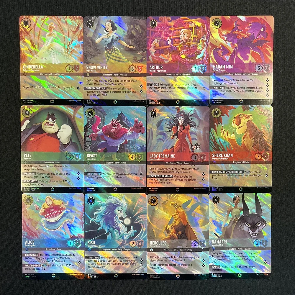 Tarjetas Lorcana Foil Chapter 1, 2 y 3 tarjetas de juego TCG Proxy encantadas Rise of the Floodborn Alemania tarjeta de juego francesa inglesa