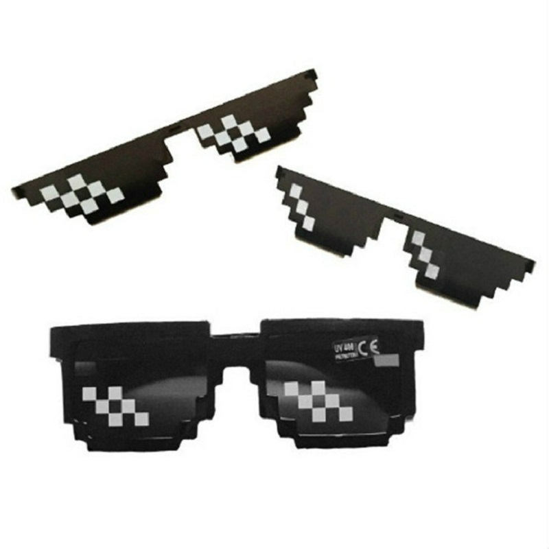 1 unidad de gafas de sol de mosaico, juguete para trucos, gafas de Thug Life, gafas de oferta con It, gafas de sol de mosaico negro de píxel, bromas geniales, juguetes Divertidos