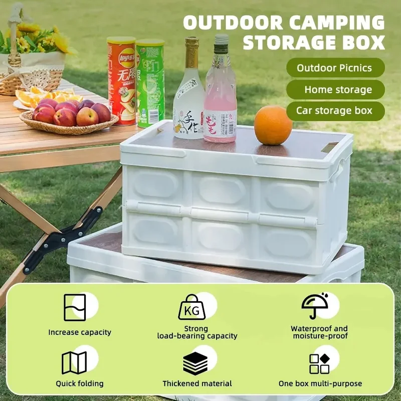 Outdoor Camping กล่องเก็บ 15L หนากล่องเก็บของพับได้รถติดตั้งไม้แบบพกพากล่องเก็บ